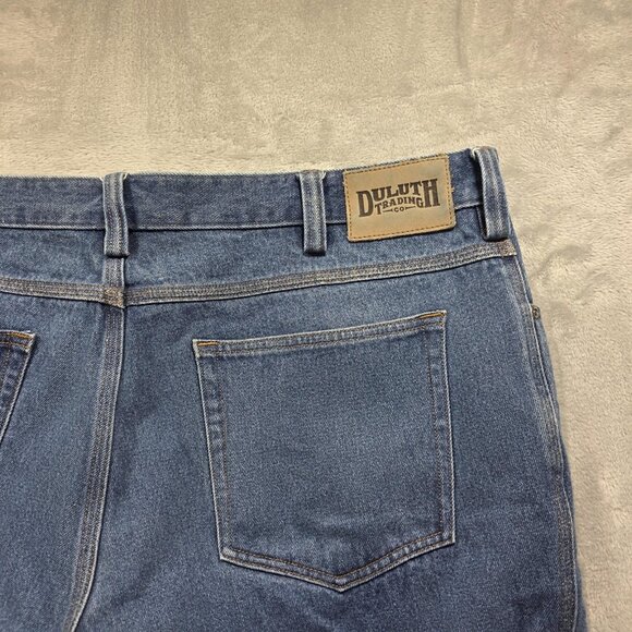 Duluth Trading Co Jeans Mens 42x30 Blue Denim 5-Pocket Workwear Straight Leg - Picture 3 of 8
